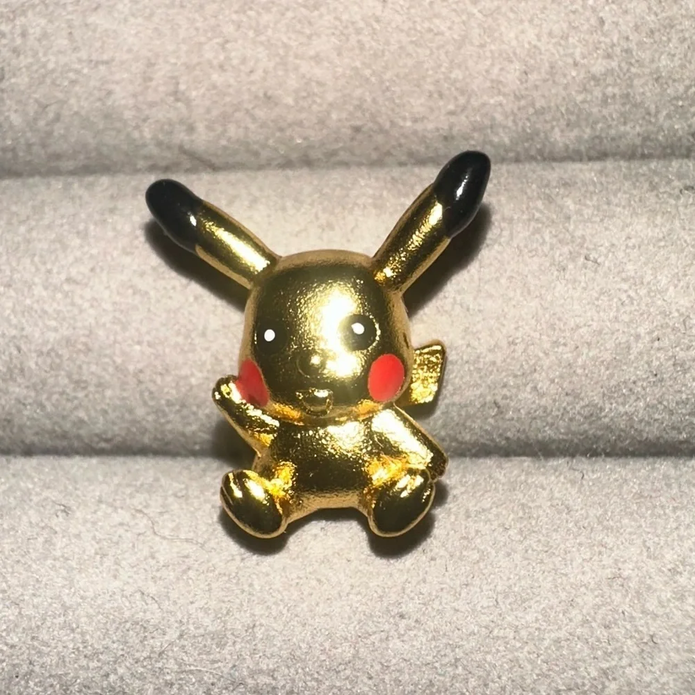 24K Gold Filled Pokemon Pikachu Charm Bead Pendant Anime Kawaii Pocket Monster
